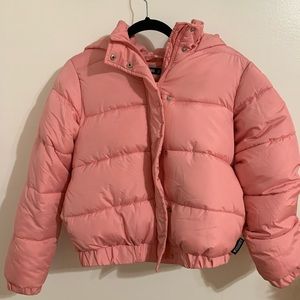 Pink puffer jacket